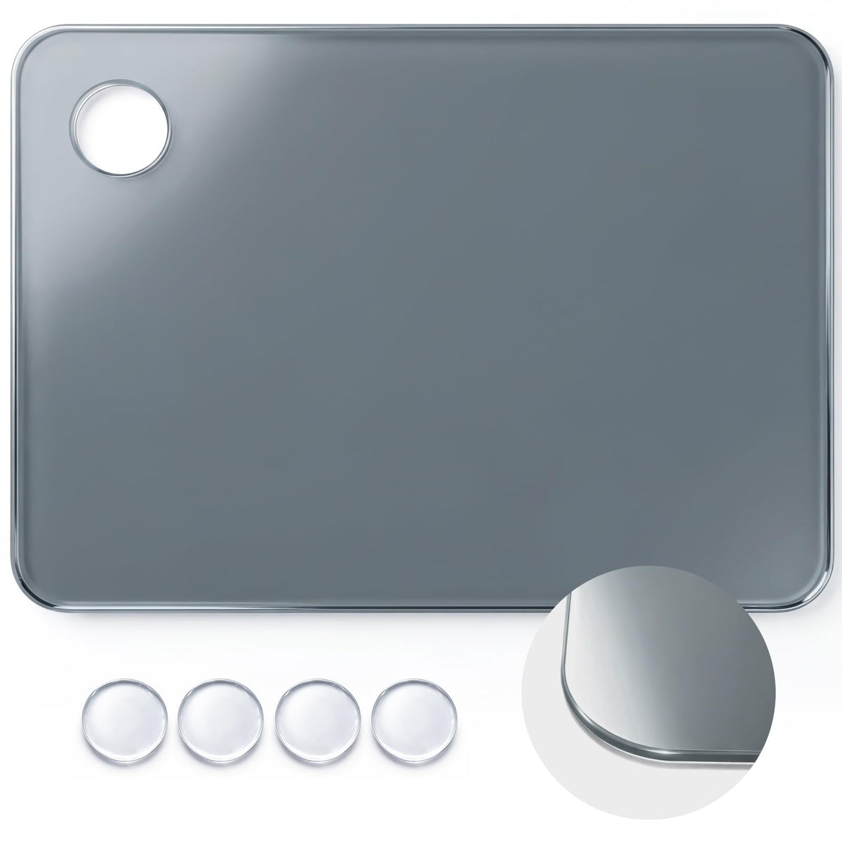 Nuanchu 8 x 12 Inch Handy Rectangle Neutral Grey Tempered Glass Palette for Oil Painting Artist Paint Palette Scratch Resistant Clean for DIY Color Mixing