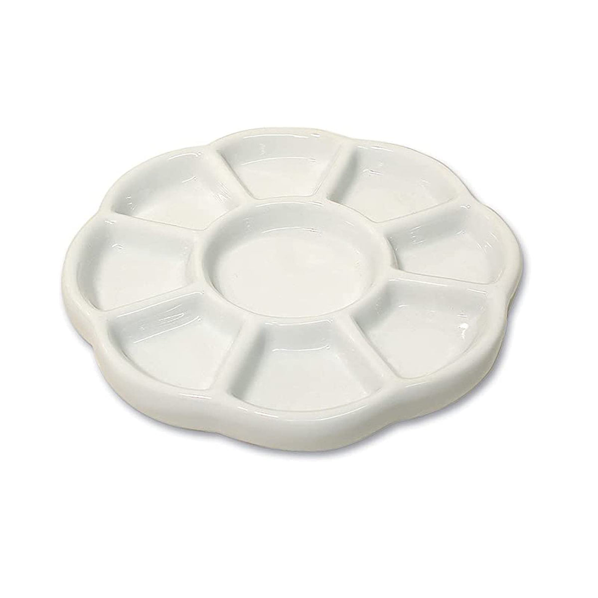 14 Wells Ceramic Artist Paint Palette - 8 Inch Porcelain Watercolor Painting Palette Ceramic Mixing Tray for Painters