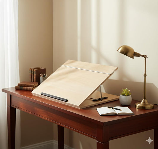 Writing Table top Small Size 12 * 16 inch 10 mm Thick Adjustable Wooden Drawing Board, Light Beech Color