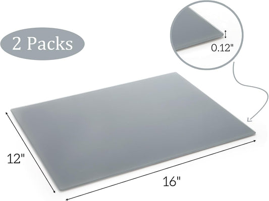 2 Pack Neutral Grey Tempered Glass Palettes, 12" x 16" Large Paint Palette, Scratch Resistant Paint Mixing Pallets, Easy to Clean Artist Palette for Oil Acrylic Watercolor Gouache DIY Craft