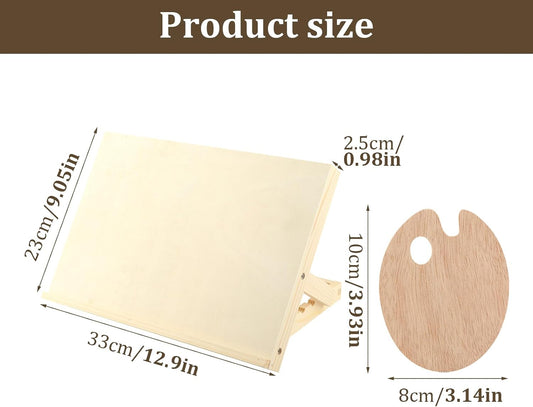 13 x 9 Inches Wooden Tabletop Easels for Painting, 3-Position Adjustable Drawing & Sketching Board with Palette, Art Desktop Easel for Adults, Artists, Beginners & Student