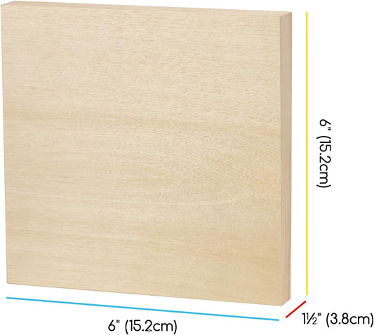 MEEDEN Unfinished Wood Canvas Board:6x6 Canvas Panel Pack of 4