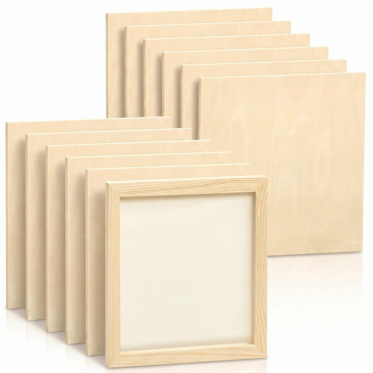 Kathfly 24 Pcs 6 x 6 Inch Wood Panels for Painting,Unfinished Boards