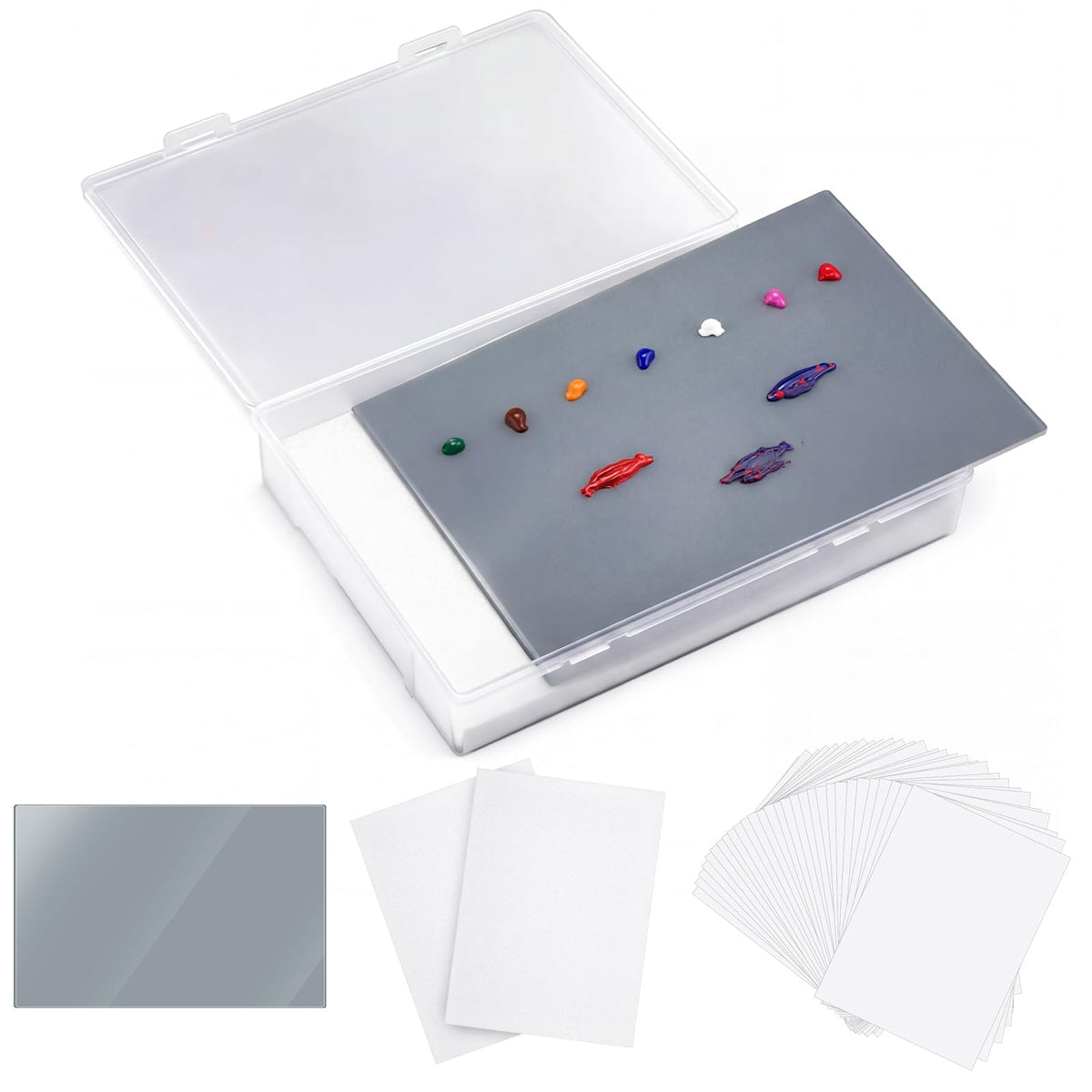Nuanchu 1 Pcs 9 x 12 Inch Glass Oil Paint Palette, Neutral Grey