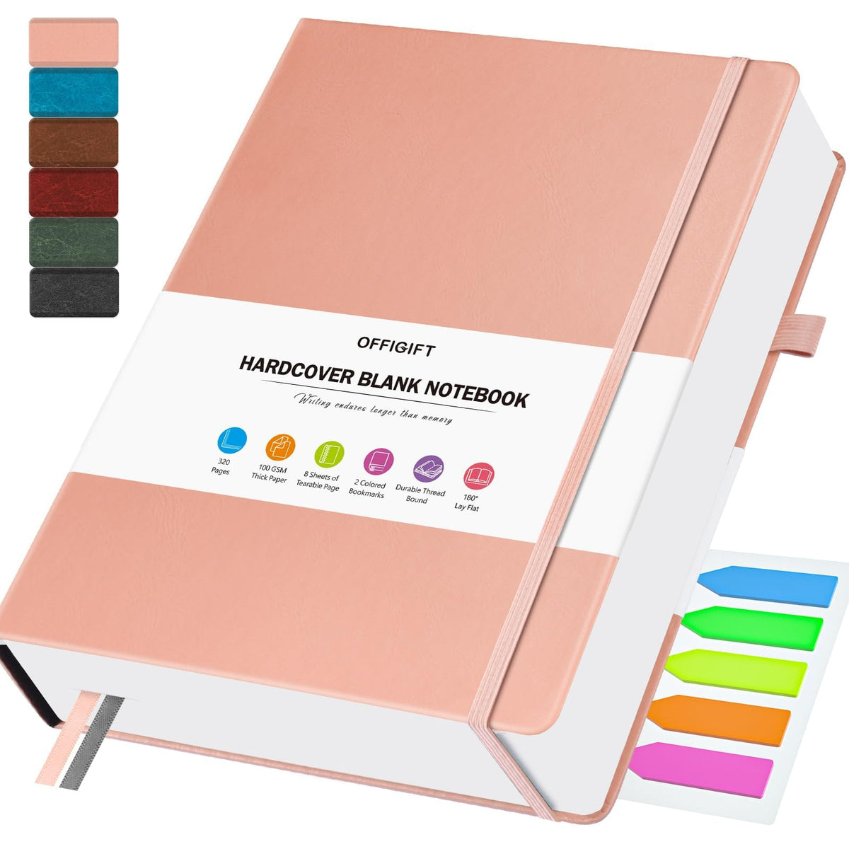 Blank Journal, Hardcover Sketchbook, 320 Pages, Leather Blank Notebook, A5