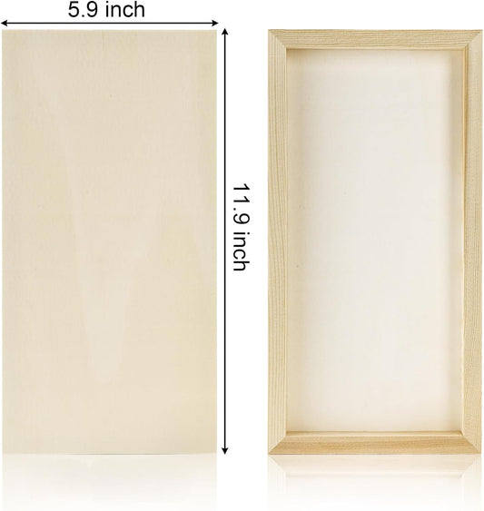 Yarlung 10 Pack Unfinished Wood Panels, 12 x 6 Inches Birch Wooden Cradled Painting Panel Canvas Boards for Watercolor, Arts and DIY Crafts, Easel Display, Use with Oils, Acrylics