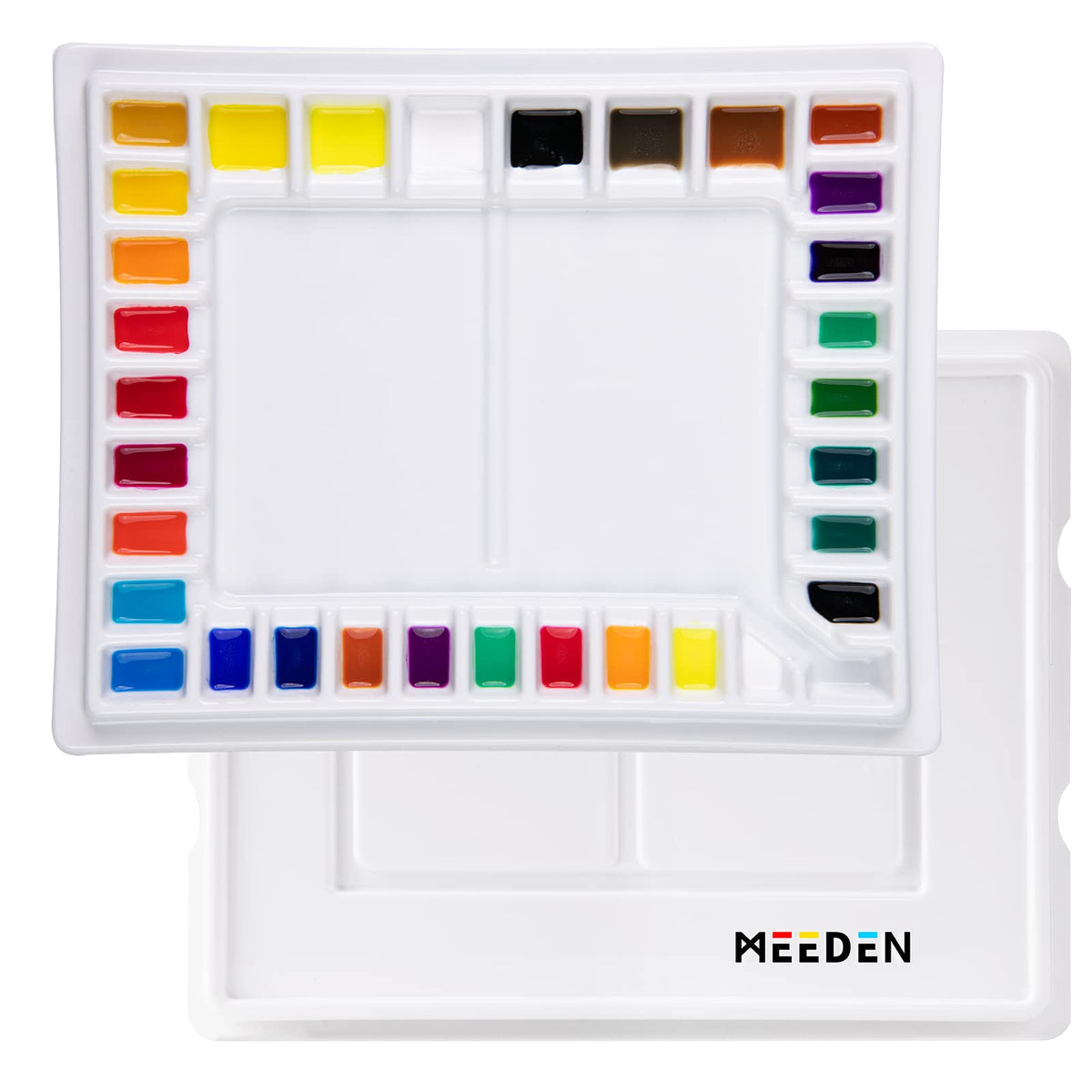 MEEDEN Ceramic Watercolor Palette: 33-Well Large Paint Palette with Lid