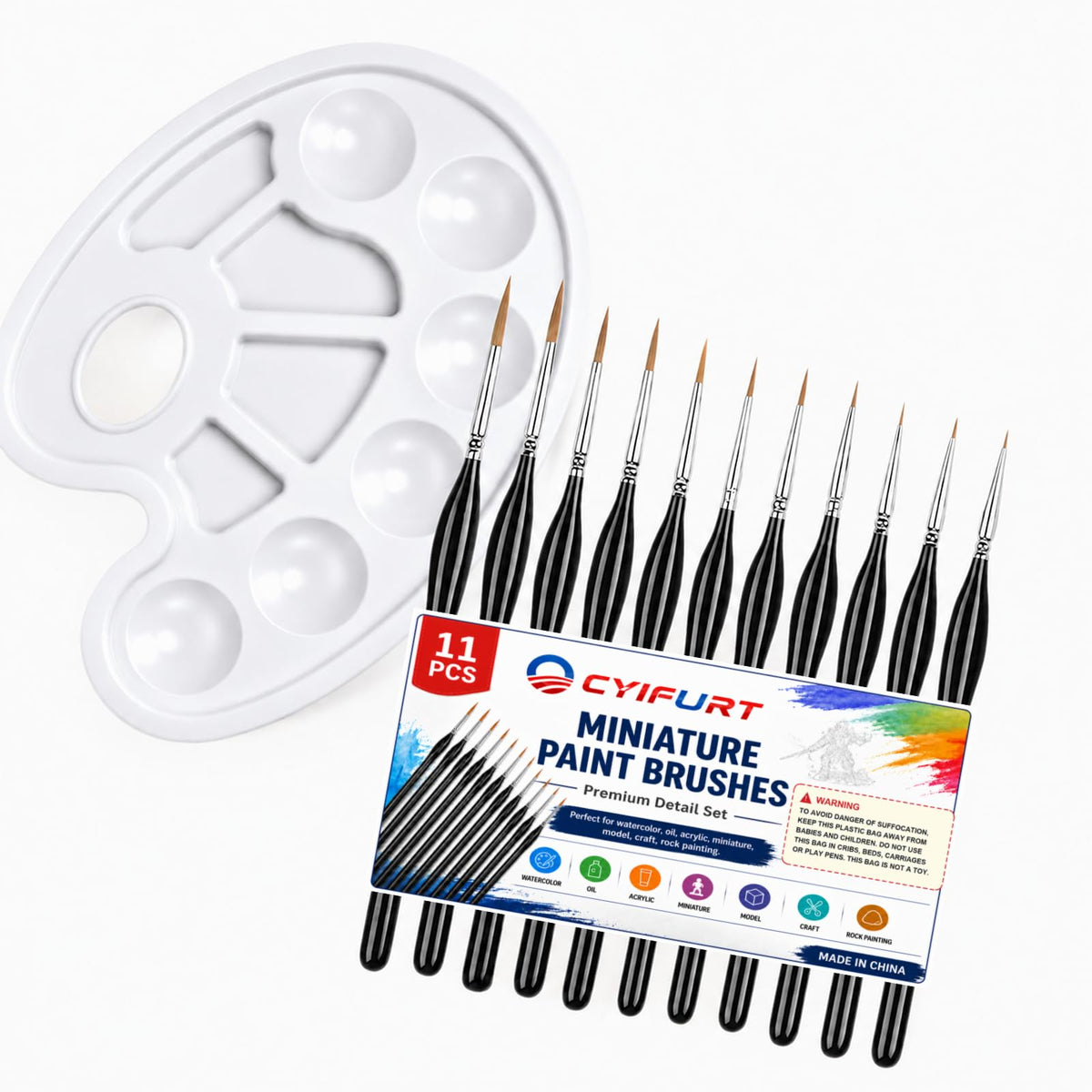 11PCS Miniature Detail Paint Brushes for Acrylic Painting