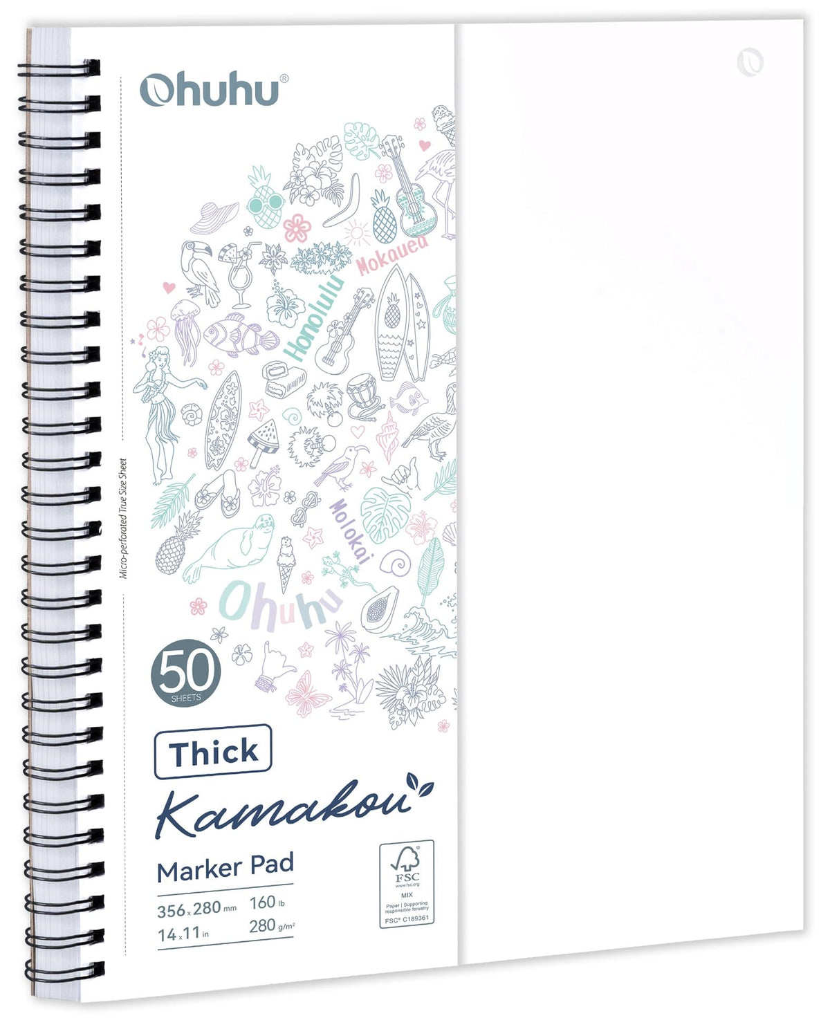 Ohuhu 5.5"x8.5" Double-Sided Bleedproof Marker Pad Art Sketchbook 50 Sheets