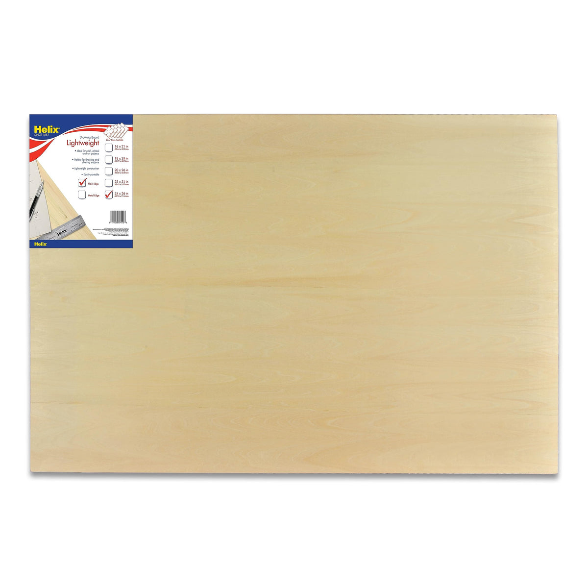 Helix - Wooden Drawing Board - Plain Edge - Lightweight - 24 x 36 inch