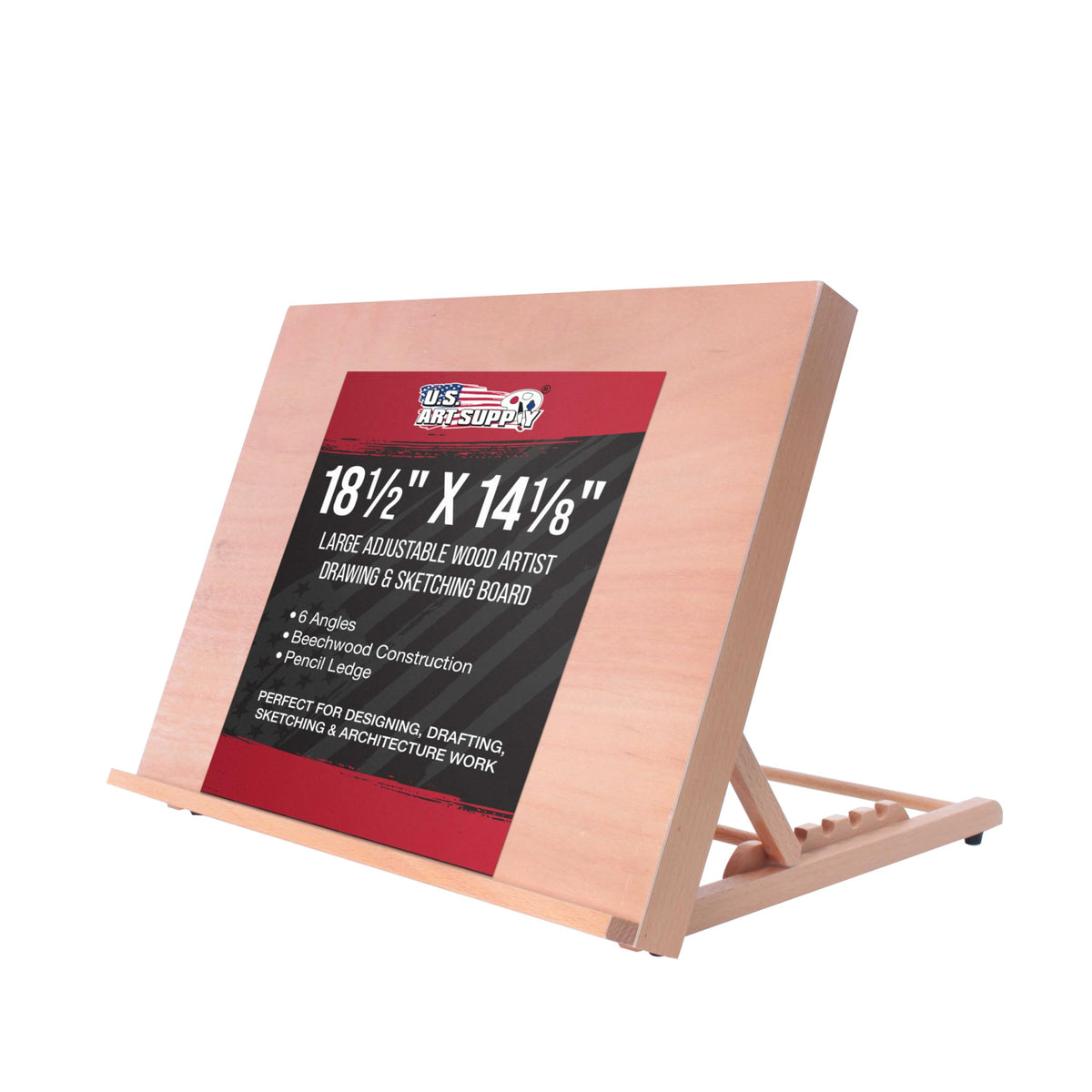 U.S. Art Supply X-Large 25-5/8" x 19" (A2) Wooden Drawing Board, Adjustable