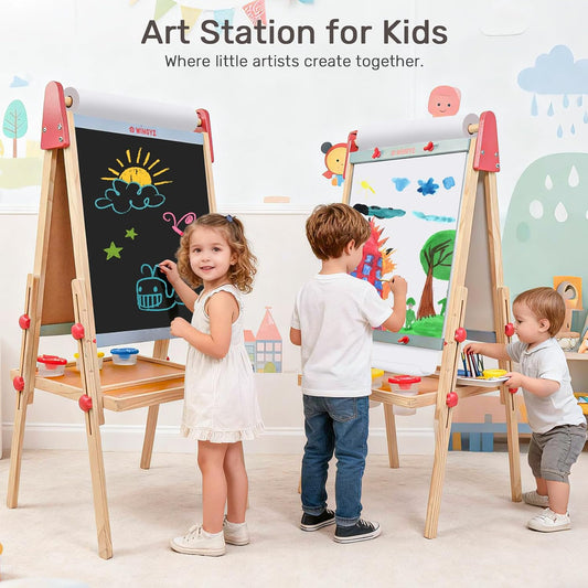 WINGYZ 3-in-1 Art Easel for Kids - Pine Wood Easel for Ages 3-12