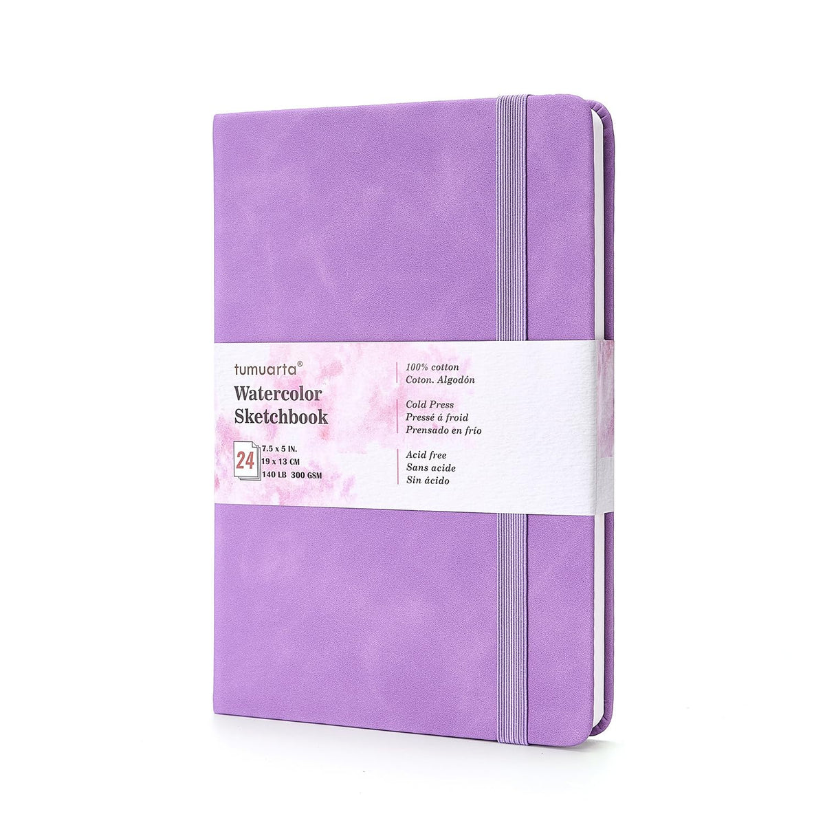 tumuarta Portrait Watercolor Sketchbook, 7.5x5, 140 LB, 300GSM, 100% Cotton Paper, Cold Press, 24 Sheets,48 Pages, Watercolor Journal for Use As Sketch Book and Mixed Media Pad On The Go