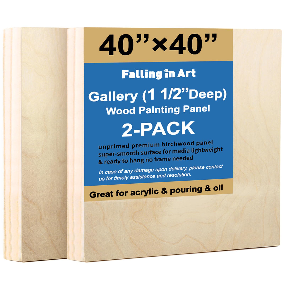 Falling in Art 2 Pack 36x48'' Unfinished Gallery Birch Wood Canvas Panels