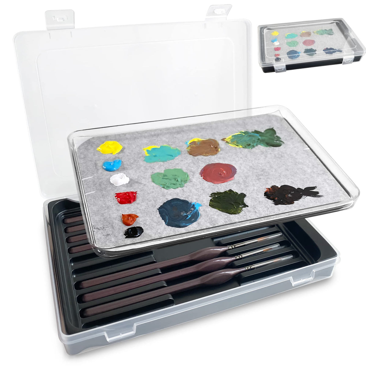 Stay Wet Palette for Acrylic Painting, Wet Pallets for Painting Miniatures Include Wet Pallete Tray, 2 Pcs Sponges and 100 Pcs Hydro Paper to Keep Paint Stay Wet