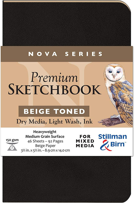 Stillman & Birn Nova Series Beige Softcover Sketchbook, 5.5" x 8.5", 150 GSM (Heavyweight), Beige Paper, Medium Grain Surface