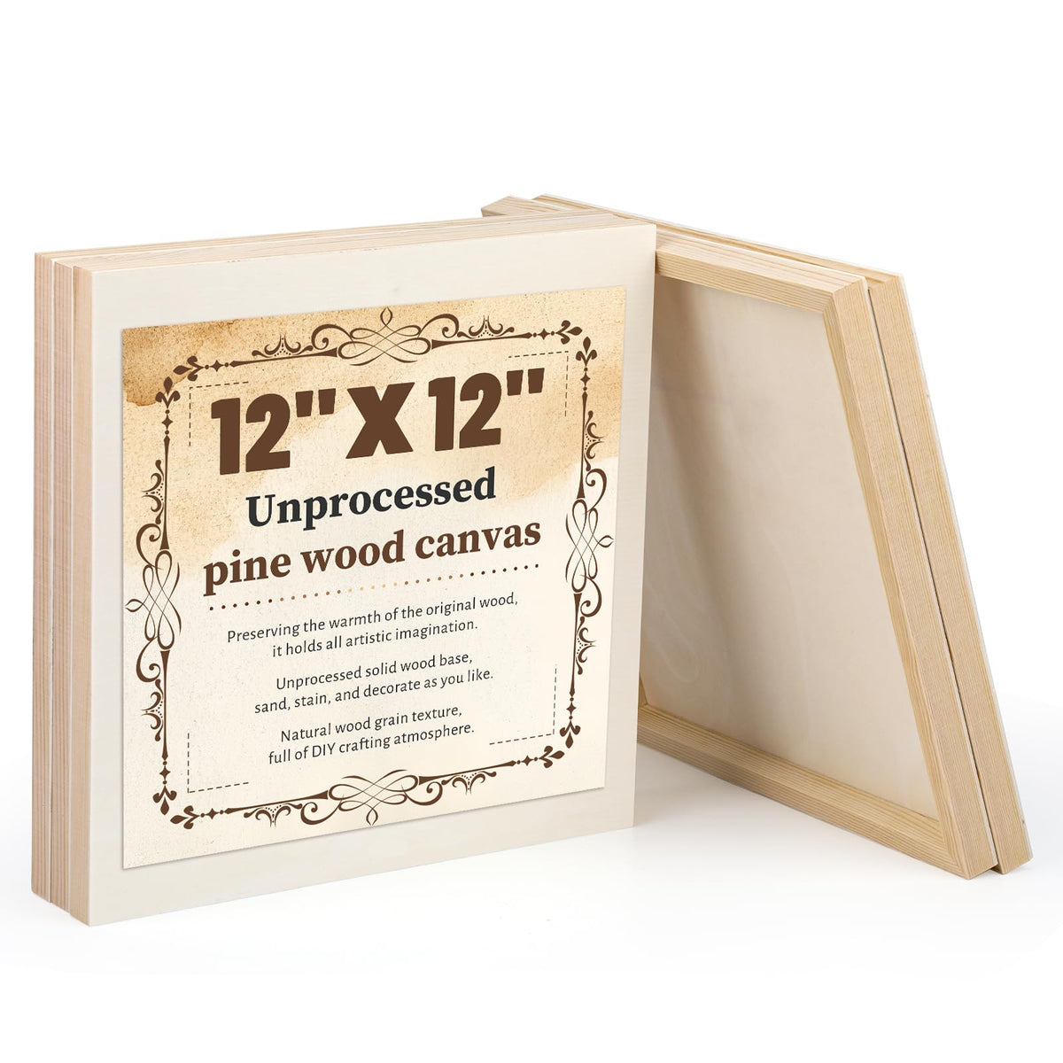 Wood Canvas Boards, 10 Pack 6 x 6 Inch Unfinished Painting Panels