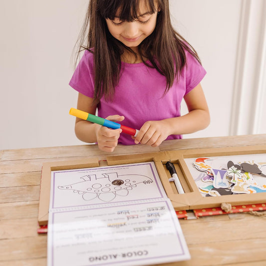 Melissa & Doug Play Draw Create Dinosaurs, Reusable Magnet & Drawing Kit