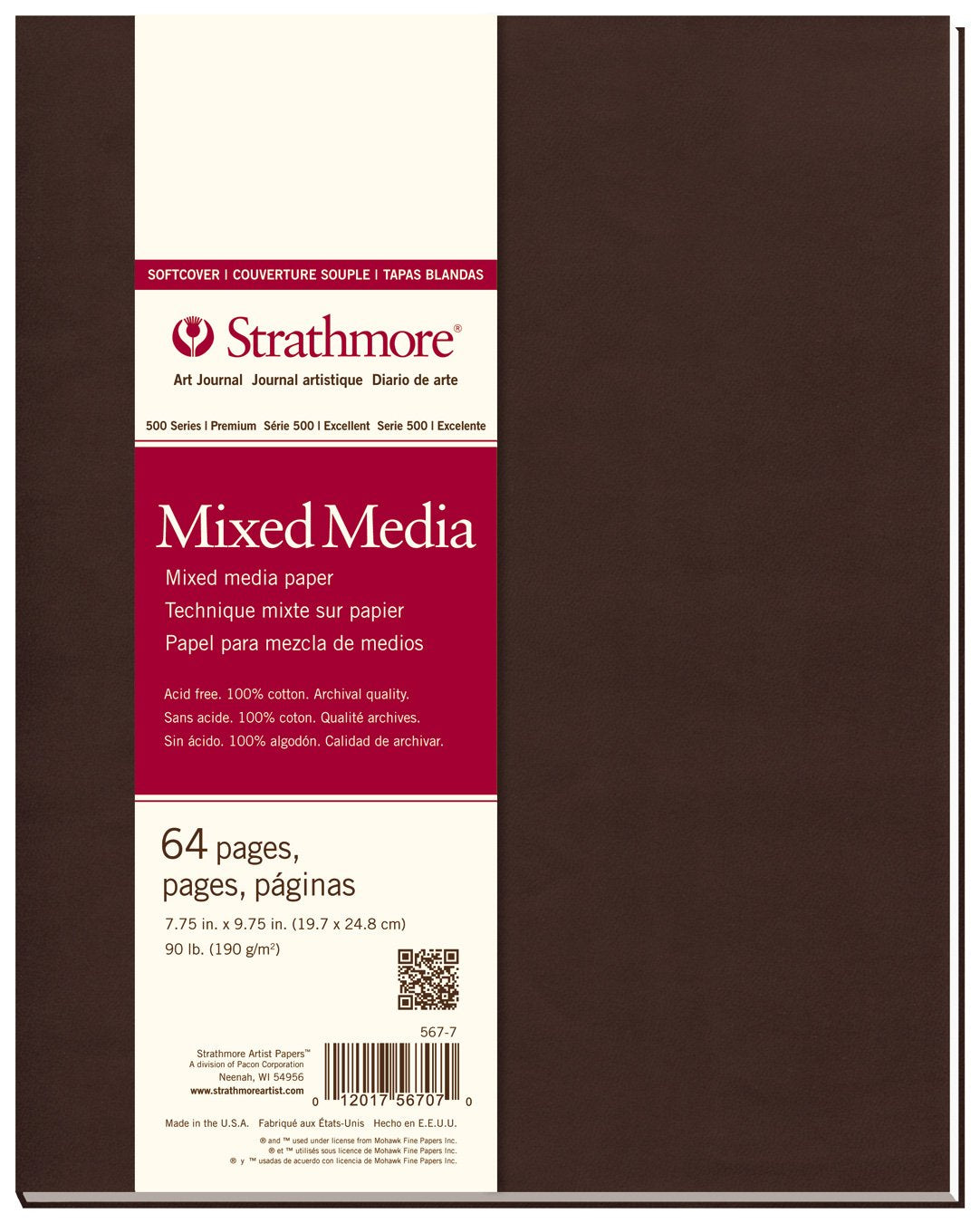 Strathmore 500 Series Hardcover Mixed Media Journal, 90 lb. Vellum Paper, 5.5 X 8.5 inches, 64 Pages (566-5)