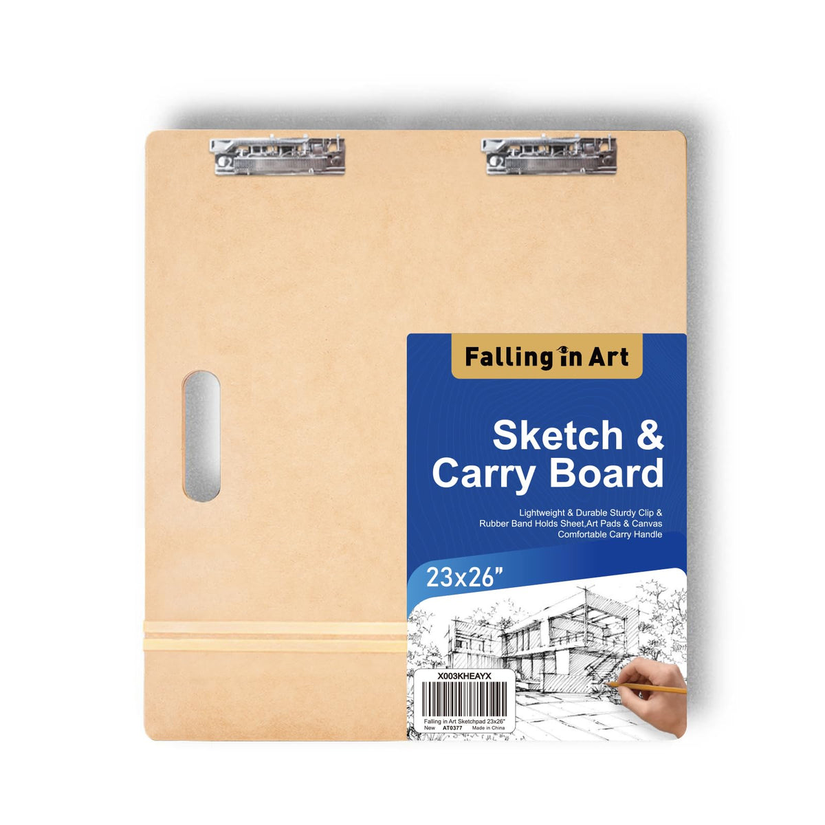 Falling in Art 13x17 Sketch Board with Sturdy Clip &Rubber Bands