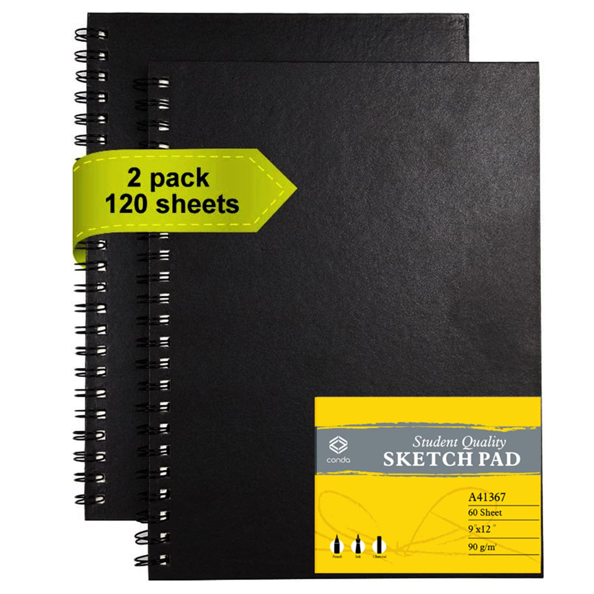conda 8.5 x 11 Inch Sketchbook, Top Spiral Bound Sketch Pad, 100 Sheets (68 lb/100 GSM), Durable Acid-Free Sketch Paper, Drawing and Sketching Paper for Kids Adult Beginners