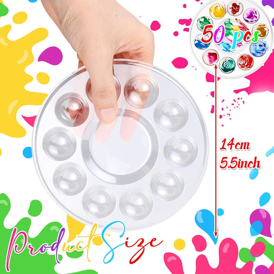 AmazingSpark 50 Pcs Paint Tray Palettes 5.5 in Disposable Round Paint Trays