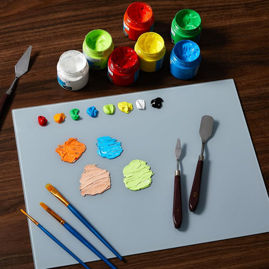 Nuanchu 1 Pcs Tempered Glass Palette for Oil Painting, 12 X 16 Inches Grey