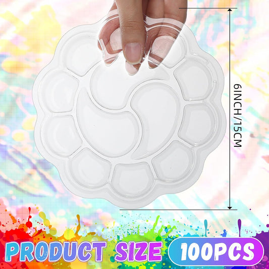 100 Pcs Large Clear Paint Tray Palette, Plum Blossom 13 Square