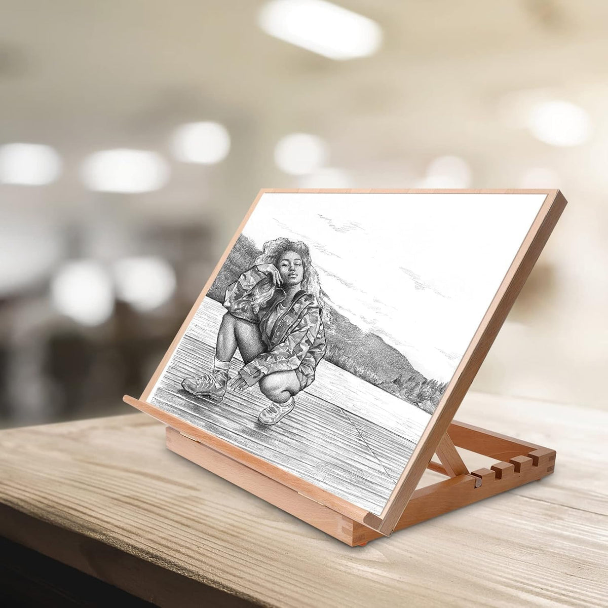 Wood Tabletop Easel, Adjustable A3 Wooden Drawing Board Easel, Artist Painting and Display Easels Painting Easels Art Supplies for Artists Student Beginners Displaying Artwork