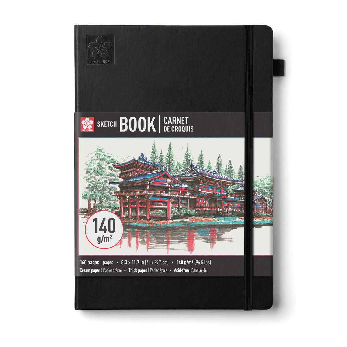 Sakura Sketchbook A4, Hardcover, 160 Pages, 8.3 x 11.7", Black, Cream Paper