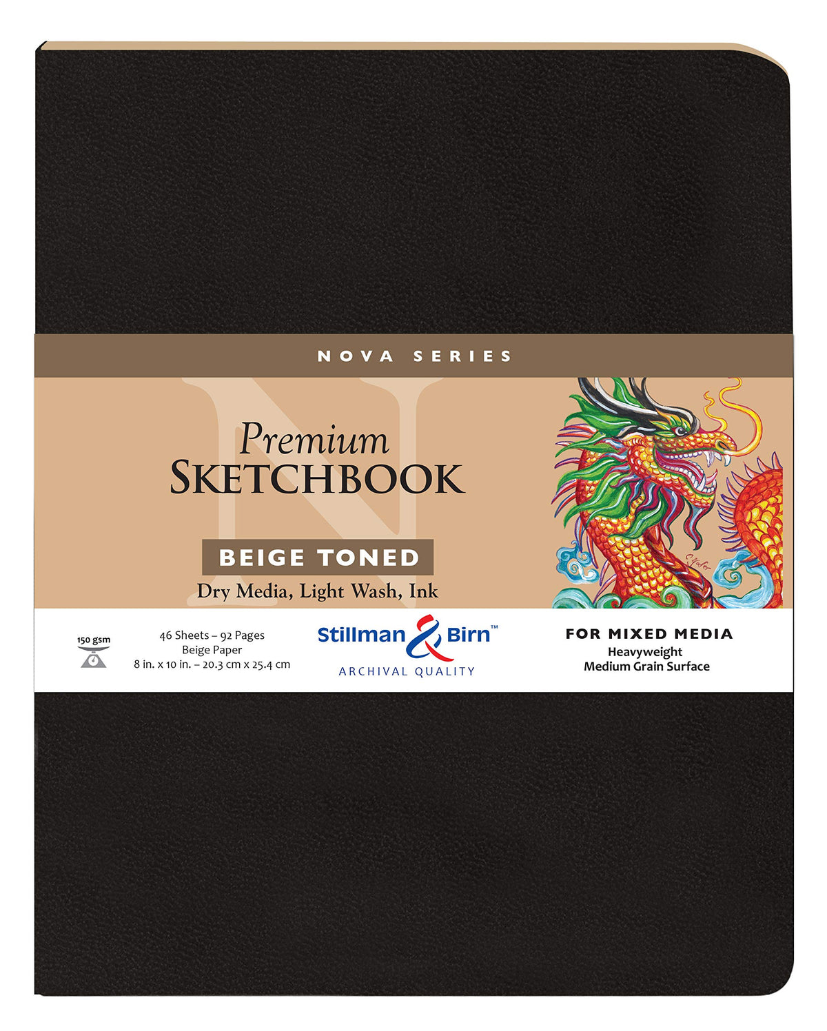 Stillman & Birn Nova Series Beige Softcover Sketchbook, 5.5" x 8.5", 150 GSM (Heavyweight), Beige Paper, Medium Grain Surface
