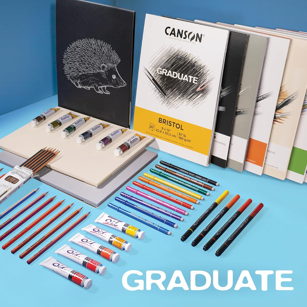 Canson Graduate Mixed Media Paper, Hard Cover Art Journal, 5.5x8.5 inches, 36 Sheets — Artist Paper for Collage, Watercolor, Ink, Pencil, Marker
