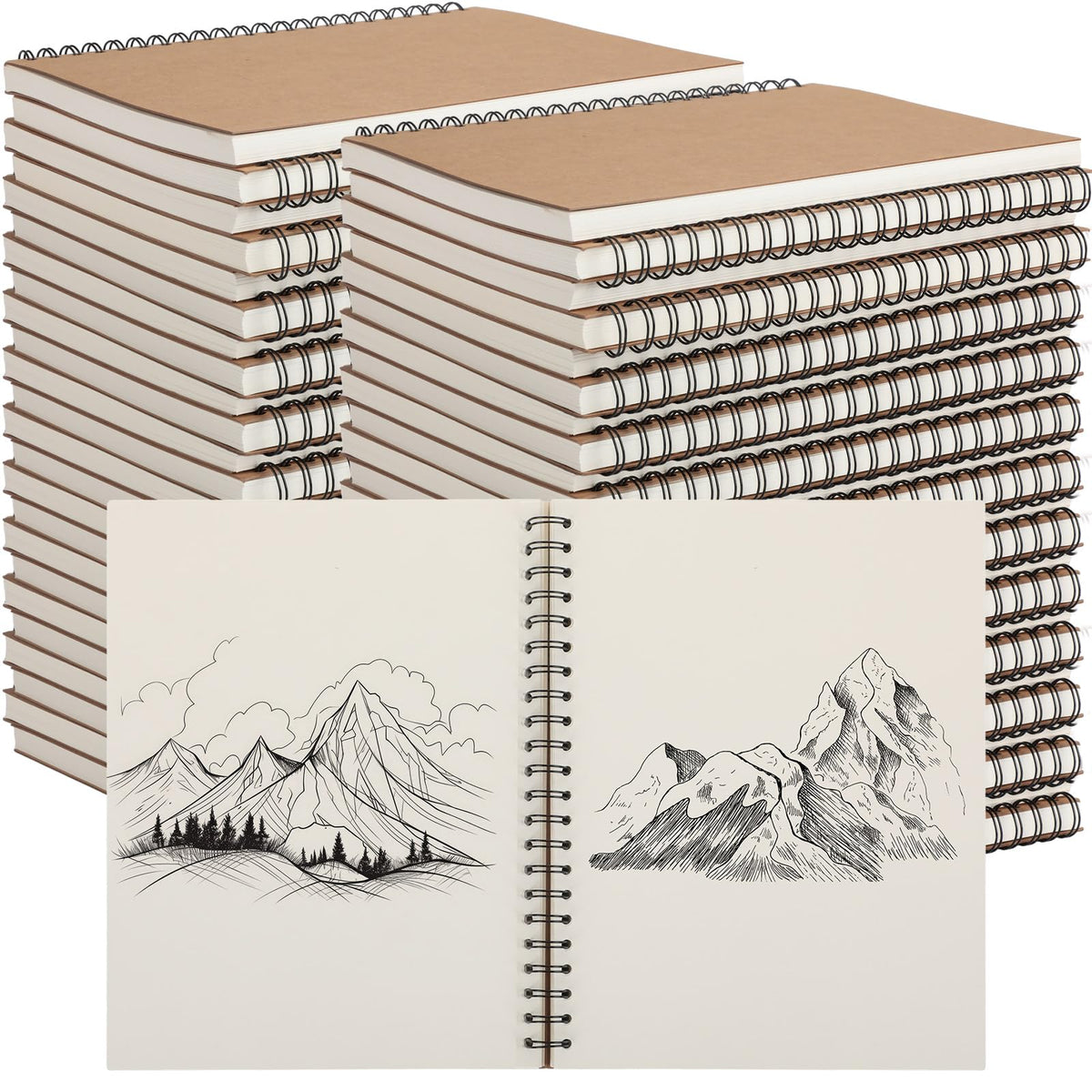PerKoop 2 Pcs 8.5"x11" Spiral Sketch Books Sketch Pads, White