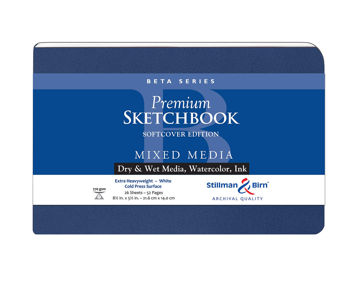 Stillman & Birn Beta Series Softcover Sketchbook, 8" x 10", 270 GSM (Extra Heavyweight), White Paper, Cold Press Surface