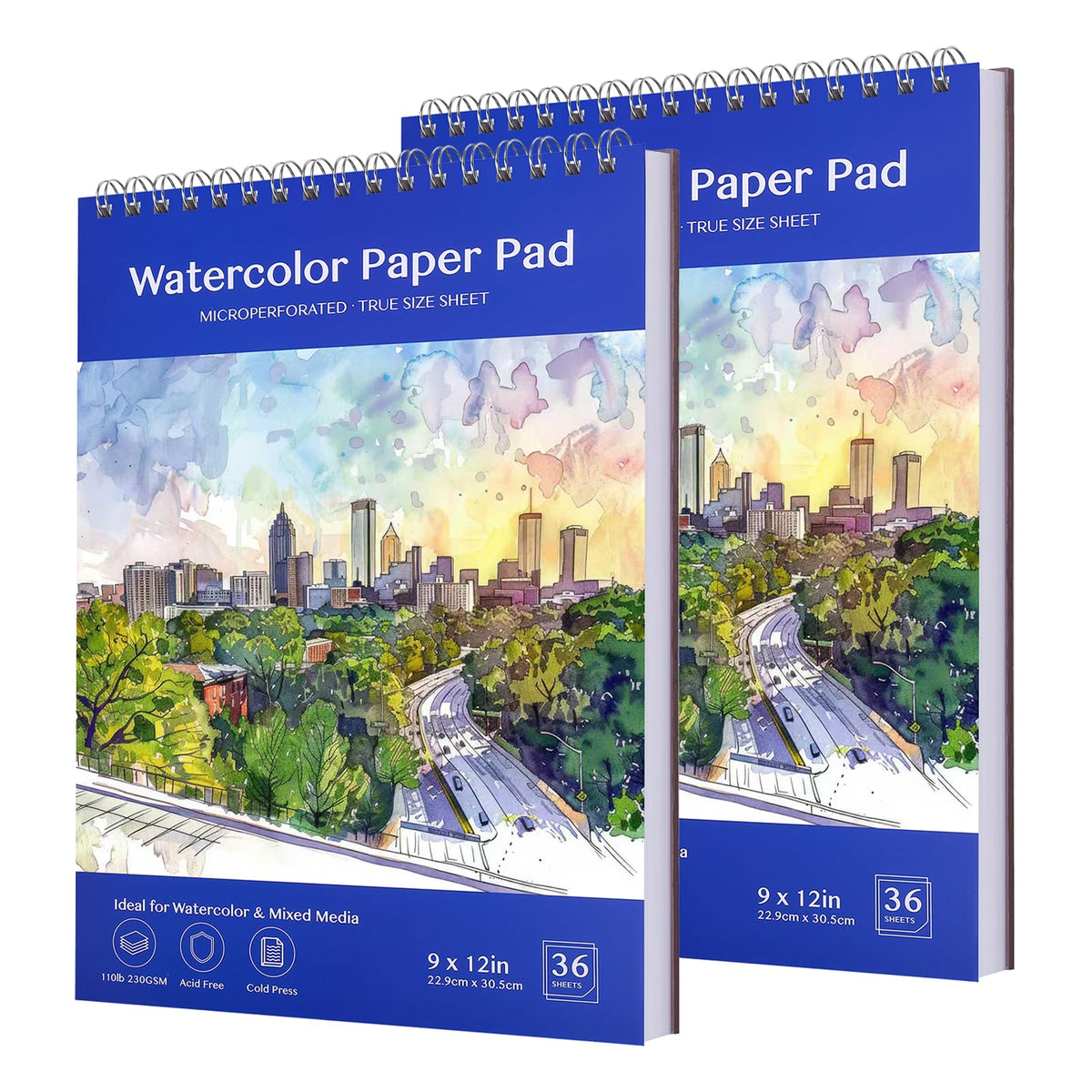 Beznh Watercolor Paper Pad 9x12 Watercolor Sketchbook 110lb/230G 36 Sheets