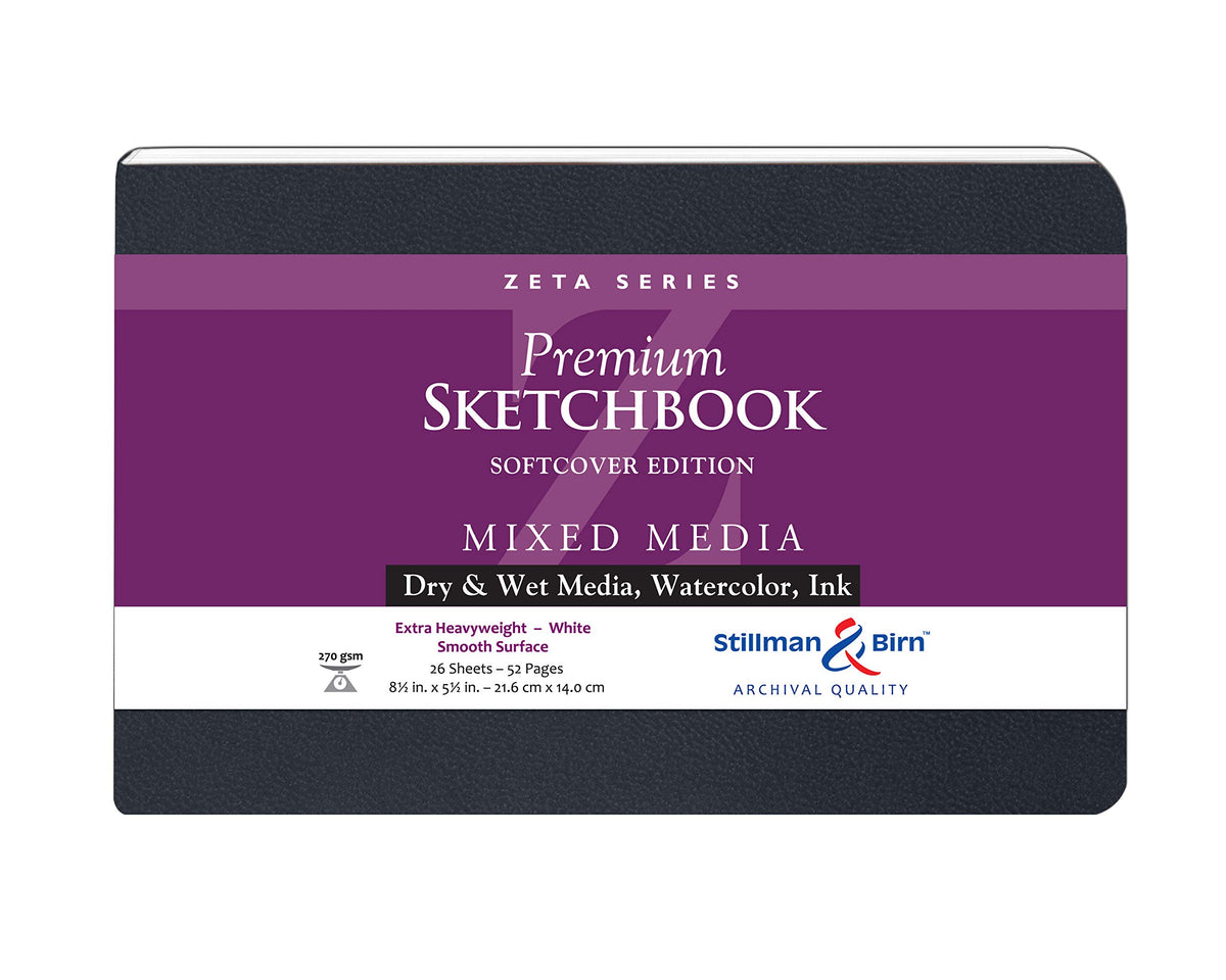 Stillman & Birn Zeta Series Softcover Sketchbook, 7.5" x 7.5", 270 gsm (Extra Heavyweight), White Paper, Smooth Surface