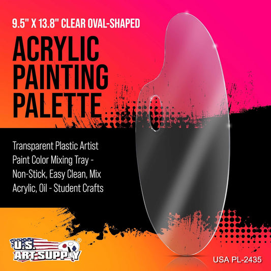 U.S. Art Supply 9" x 13.8" Clear Oval Acrylic Painting Palette