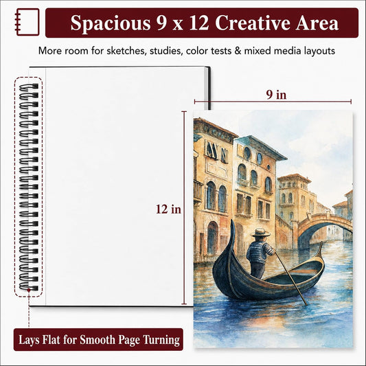 SuFly Mixed Media Sketchbook 9x12, Mixed Media Paper_98lb/160gsm, 60 Sheets