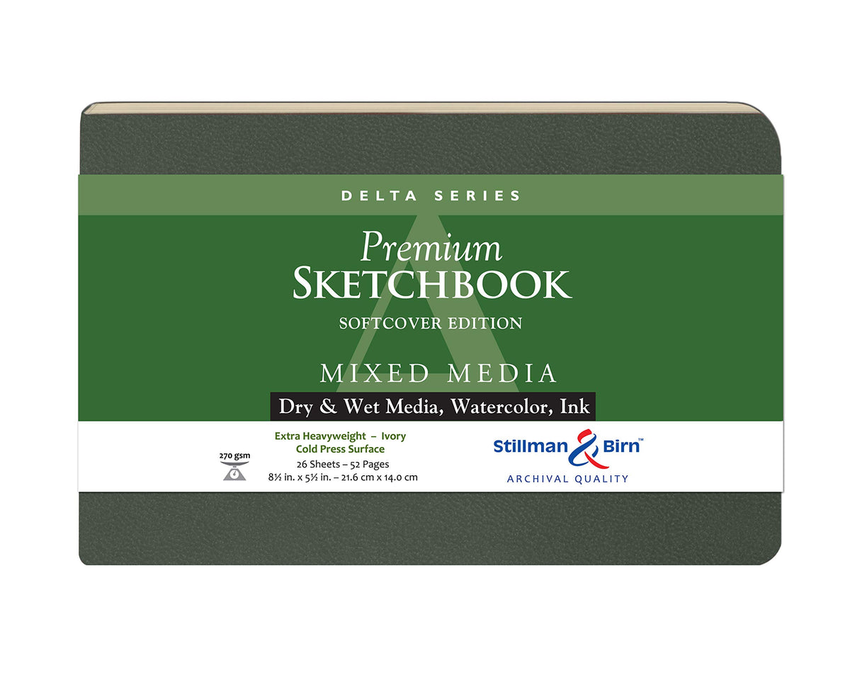 Stillman & Birn Delta Series Softcover Sketchbook, 5.5" x 3.5", 270 GSM (Extra Heavyweight), Ivory Paper, Cold Press Surface