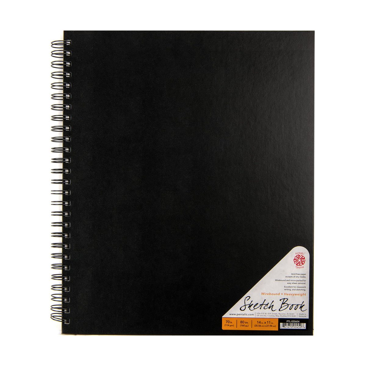 Pentalic - 8.5"x 11" Hardbound Sketchbook, 110 Sheets, Black