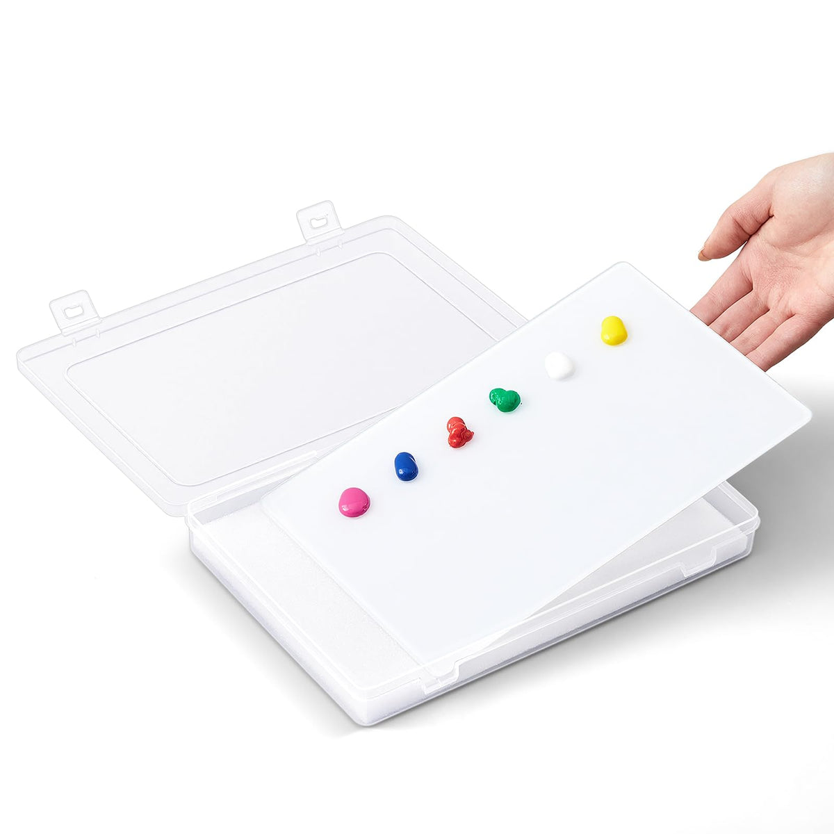 Nuanchu 1 Set Glass Oil Paint Palette, Airtight, 10.2 x 6.8 Inches, Grey