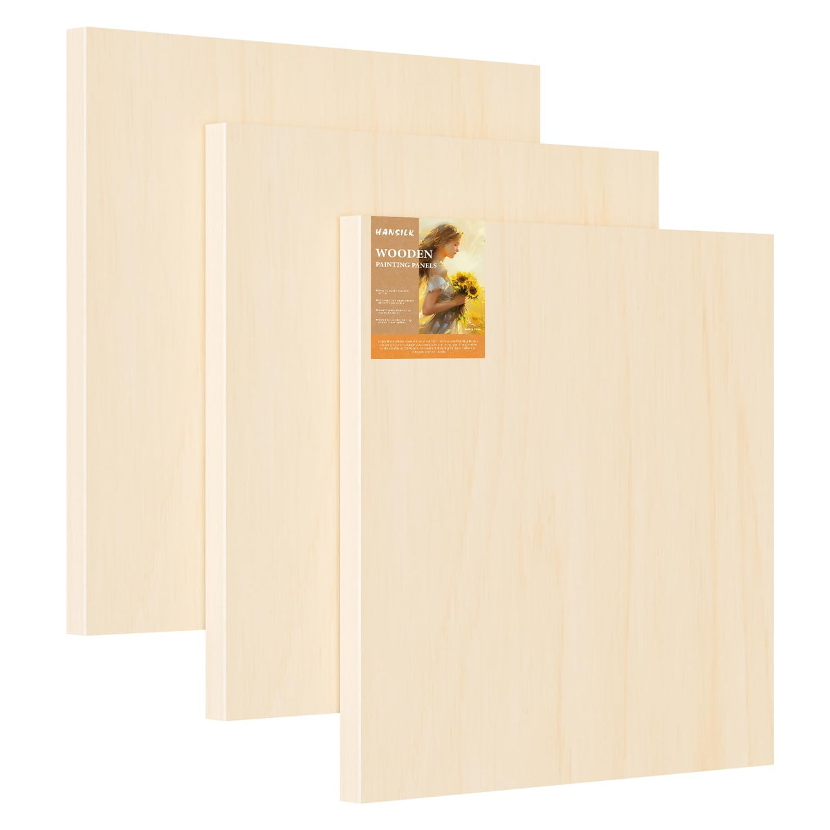 Wood Panels for DIY Painting - Christmas Crafts & Home Décor | 12x12 Inch Canvas Wood Boards, Unfinished Wooden Canvas for Adults (3-Pack)