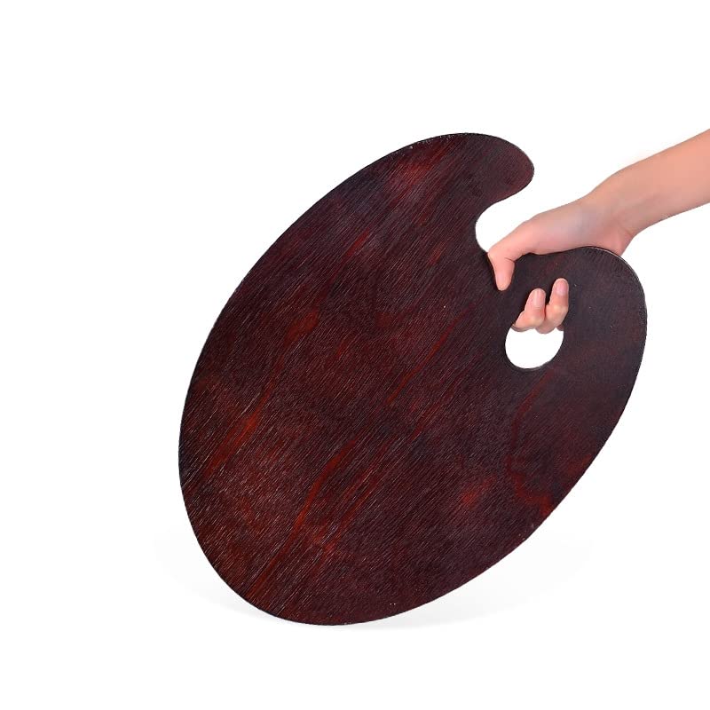 Oval Walnut Wooden Paint Palette 16 * 12inch - Artist Oil Paint Palette Walnut Palettes 30 * 40 for Acrylic Watercolor Oil Paints (Oval 30 x 40 cm)