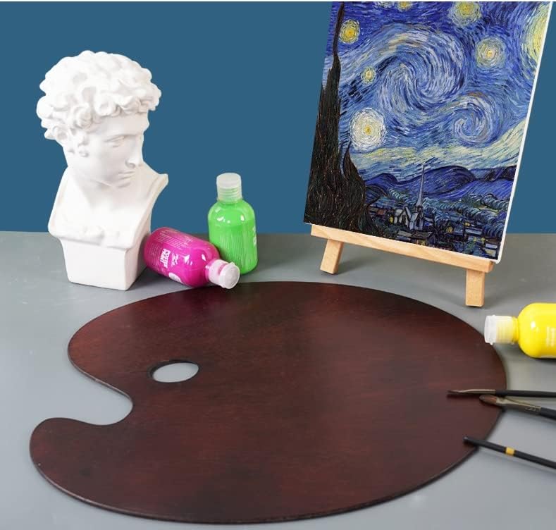 Oval Walnut Wooden Paint Palette 16 * 12inch - Artist Oil Paint Palette Walnut Palettes 30 * 40 for Acrylic Watercolor Oil Paints (Oval 30 x 40 cm)
