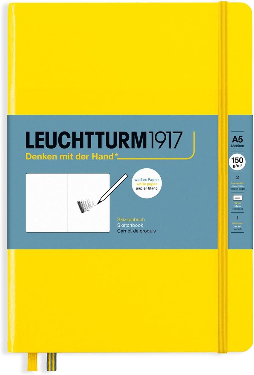 Leuchtturm1917 - Medium A5 Hardcover Sketchbook (Lemon) - 112 Pages of 150g/m² Paper