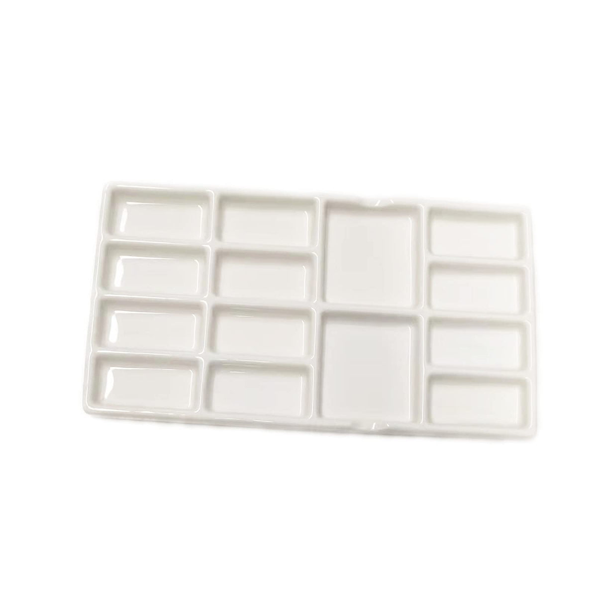 14 Wells Ceramic Artist Paint Palette - 8 Inch Porcelain Watercolor Painting Palette Ceramic Mixing Tray for Painters