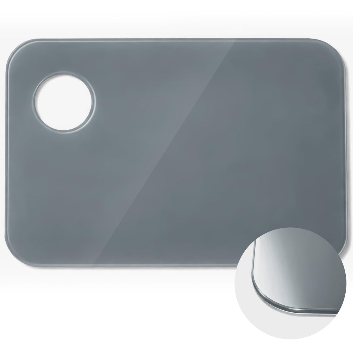 Nuanchu 8 x 12 Inch Handy Rectangle Neutral Grey Tempered Glass Palette for Oil Painting Artist Paint Palette Scratch Resistant Clean for DIY Color Mixing