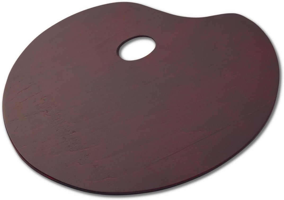 Oval Walnut Wood Paint Palette 12 x 9 Inches | Oil-Sealed Wooden Painting Palettes | Vintage Artist Oil Acrylic Mixing Tray | Portable Lightweight Art Pallet with Thumb Hole 24 x 30 cm