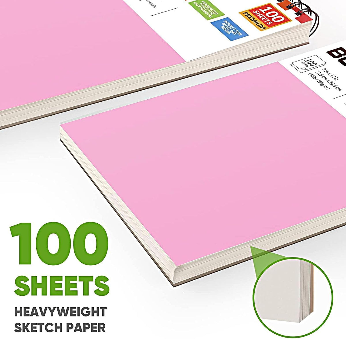 Soucolor Cute Sketch Book 9" x 12" Drawing Paper,Pink Teen Girls Sketchbook