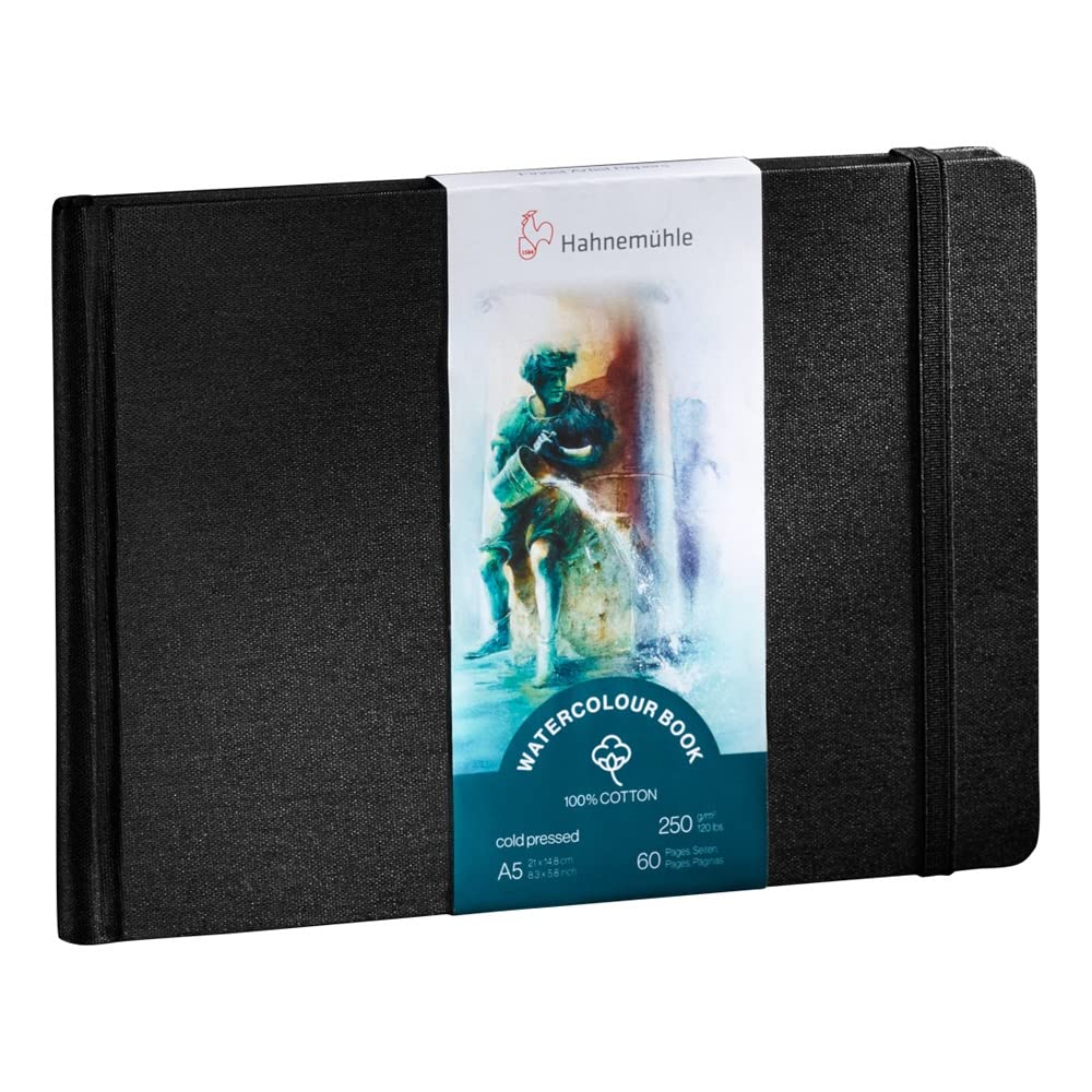 Hahnemühle 10625357 Watercolour Book 250 G/M2, 100% Cotton, AQUARELA NOTEBOK, TAM 19.5X19.5CM, 30 FLS/60 PAG., Natural White